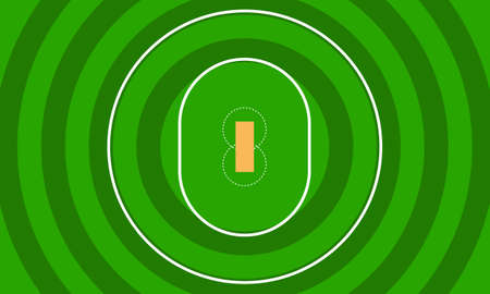 Top view cricket field with line and green grass background vector designのイラスト素材