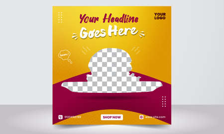 Food social media promotion and banner post design template vector illustrationのイラスト素材