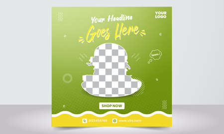 Food social media promotion and banner post design template vector illustrationのイラスト素材