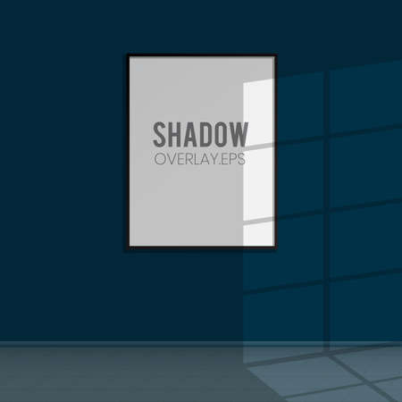 Window shadow overlay scene and potrait frame in the room wall background. Illustration window shadow overlay scene designのイラスト素材
