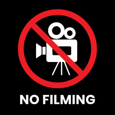 No Filming Sign Sticker with text inscription on isolated backgroundのイラスト素材