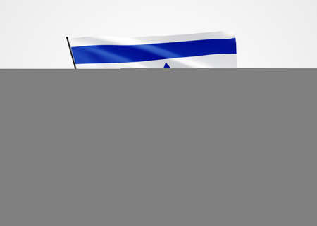 Israel flag flying high in the white isolated background. May 14 Israel independence day World national flag collection world national flag collectionの写真素材
