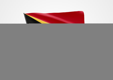 Timor Leste flag flying high in the white isolated background. May 20 Timor Leste independence day World national flag collection world national flag collectionの写真素材