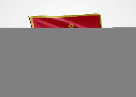 Montenegro flag flying high in the white isolated background. May 21 Montenegro independence day World national flag collection world national flag collectionの写真素材