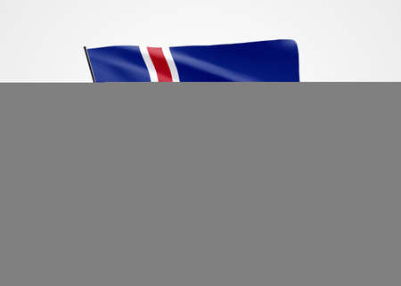 Iceland flag flying high in the white isolated background. June 17 Iceland independence day World national flag collection. Nation flag 3D illustrationの写真素材