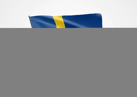 Sweden flag flying high in the white isolated background. June 06 Sweden independence day World national flag collection. Nation flag 3D illustrationの写真素材