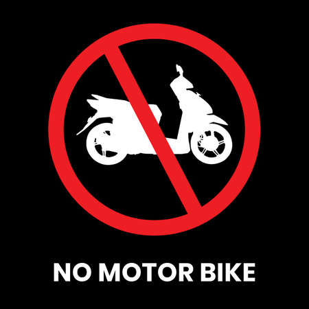 No Entry Motor Bikes Traffic Sign Sticker with text inscription on isolated background 01のイラスト素材