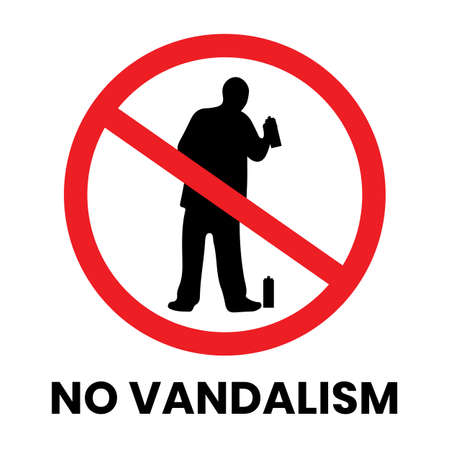 No Vandalism Safety Sign Sticker with text inscription on isolated backgroundのイラスト素材