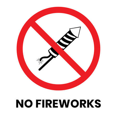 No Fireworks Sign Sticker with text inscription on isolated backgroundのイラスト素材