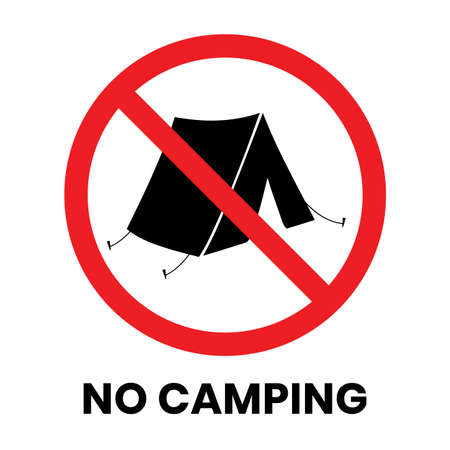 No Camping Sign Sticker with text inscription on isolated backgroundのイラスト素材