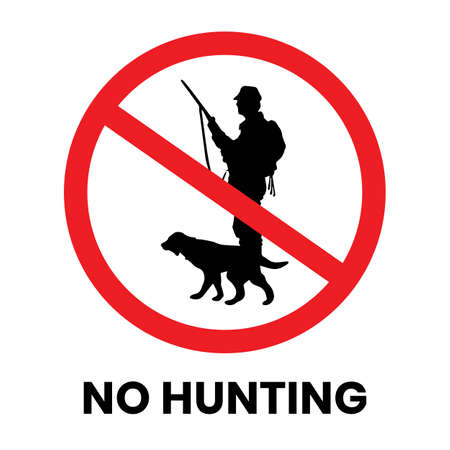 No Hunting Safety Sign Sticker with text inscription on isolated backgroundのイラスト素材