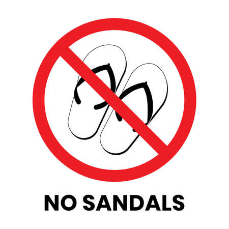 No Sandals Sign Sticker with text inscription on isolated backgroundのイラスト素材