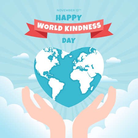 Happy World Kindness Day November 13th banner background design. World Kindness Day illustration designのイラスト素材