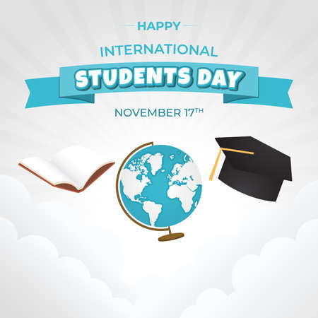 International Students Day November 13th illustration. Happy International Students Day banner background designのイラスト素材