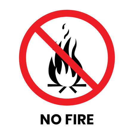 No Fire Sign Sticker with text inscription on isolated backgroundのイラスト素材