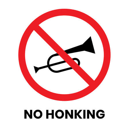 No Honking Sign Sticker with text inscription on isolated backgroundのイラスト素材