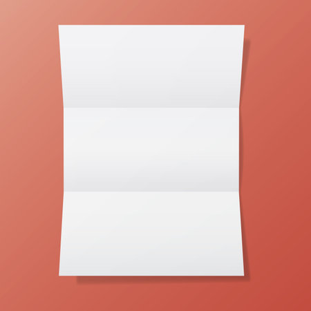 Vertical opened trifold flyer paper mockup illustration on isolated backgroundのイラスト素材