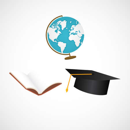 Set of education icons Toga hat book and globe on isolated backgroundのイラスト素材