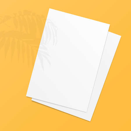 Two sets of white paper on isolated background for mockup product and advertisementのイラスト素材