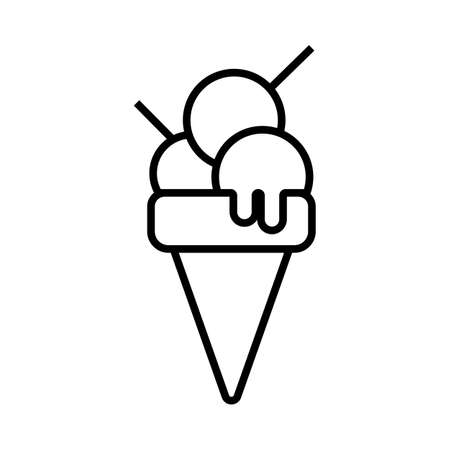 Ice cream icon line style illustration design on isolated backgroundのイラスト素材