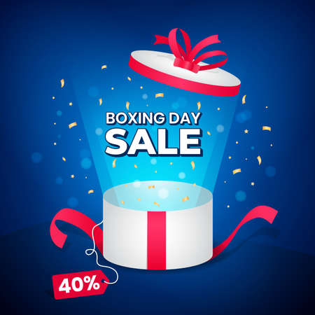 Boxing Day Sale December 26th with gift box illustration on abstract background designのイラスト素材