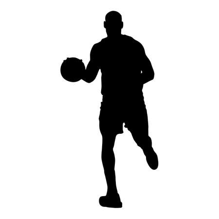 Men Basketball player silhouette dribbling the ball illustration on isolated background designのイラスト素材