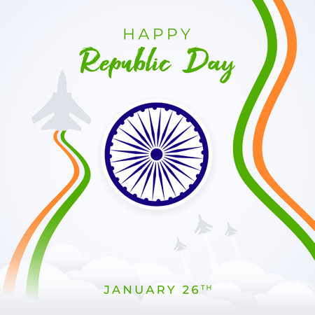 Happy Indian republic day celebration January 26th illustration concept background designのイラスト素材