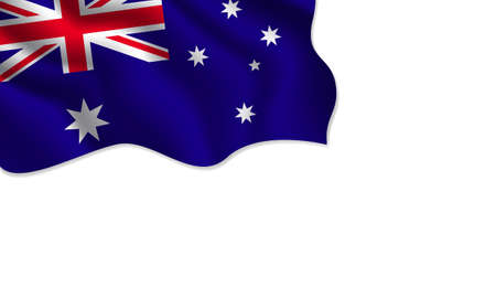 Australian flag waving illustration with copy space on isolated background designのイラスト素材