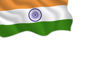Indian flag waving illustration with copy space on isolated background background designのイラスト素材