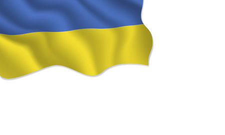 Ukraine flag waving illustration with copy space on isolated background designのイラスト素材