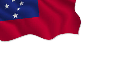 Samoa flag waving illustration with copy space on isolated background designのイラスト素材