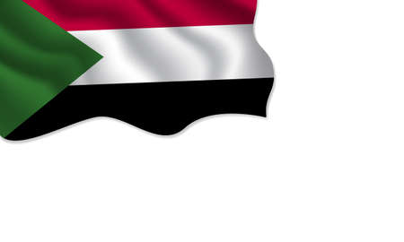 Sudan flag waving illustration with copy space on isolated background designのイラスト素材