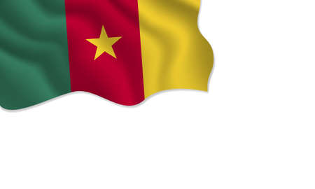Cameroon flag waving illustration with copy space on isolated background designのイラスト素材
