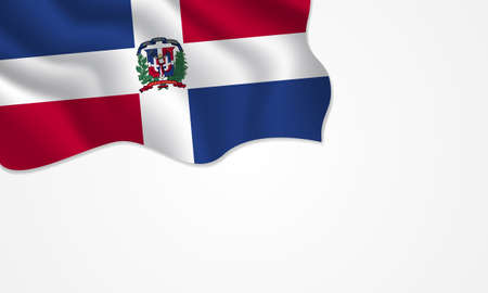 Dominican Republic flag waving illustration with copy space on isolated background designのイラスト素材