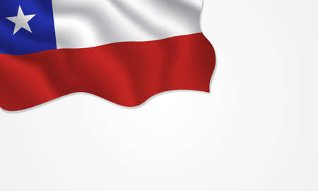 Chile flag waving illustration with copy space on isolated background designのイラスト素材