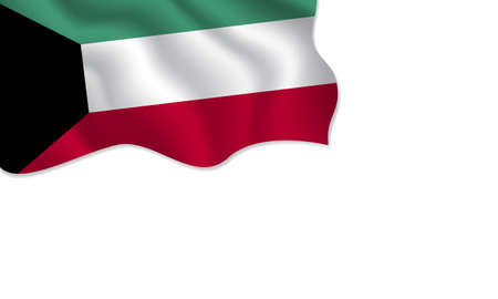 Kuwait flag waving illustration with copy space on isolated background designのイラスト素材