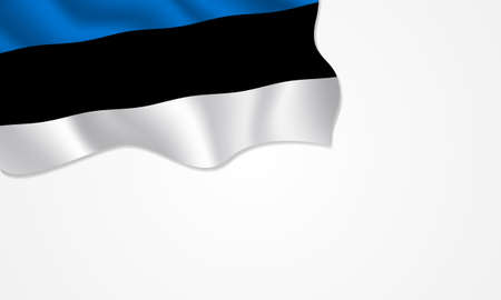Estonia flag waving illustration with copy space on isolated background designのイラスト素材