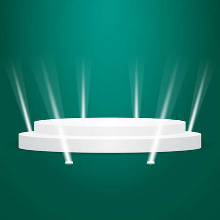 Podium and lights 3d illustration on gradient color background designのイラスト素材