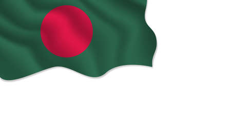 Bangladesh flag waving illustration with copy space on isolated background designのイラスト素材
