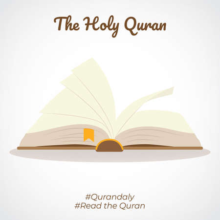 Opened the holy Qoran illustration on isolated background designのイラスト素材