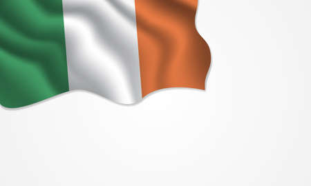 Ireland flag waving illustration with copy space on isolated background designのイラスト素材
