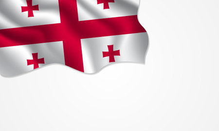 Georgia flag waving illustration with copy space on isolated background designのイラスト素材