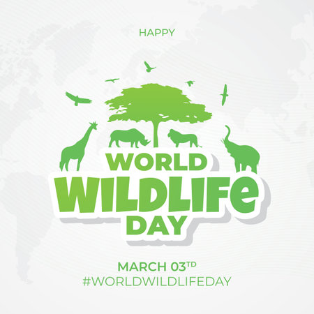 Happy World Wildlife Day March 3td  illustration on maps background design. Celebration of World Wildlife Day background design vectorのイラスト素材