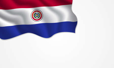 Paraguay flag waving illustration with copy space on isolated background designのイラスト素材