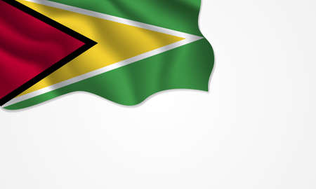 Guyana flag waving illustration with copy space on isolated background designのイラスト素材