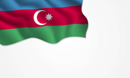 Azerbaijan flag waving illustration with copy space on isolated background designのイラスト素材