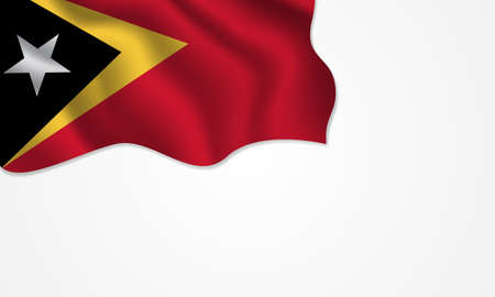 Timor Leste flag waving illustration with copy space on isolated background designのイラスト素材