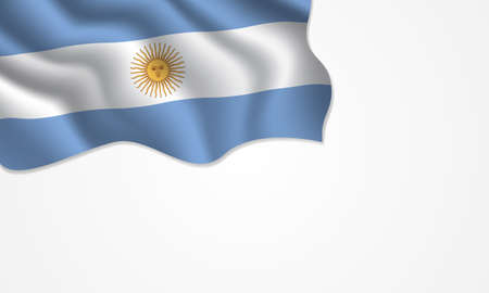 Argentina flag waving illustration with copy space on isolated background designのイラスト素材