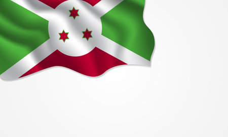 Burundi flag waving illustration with copy space on isolated background designのイラスト素材