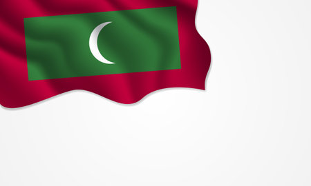 Maldives flag waving illustration with copy space on isolated background designのイラスト素材